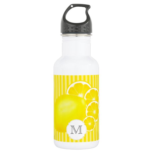 Mit Monogramm Zitronen für Lemonade Flasche Edelstahlflasche (Vorderseite)