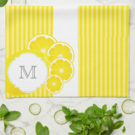 Mit Monogramm Zitronen für Limonade Geschirrtuch