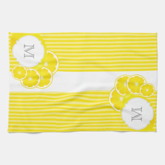 Mit Monogramm Zitronen für Limonade Geschirrtuch (Horizontal)
