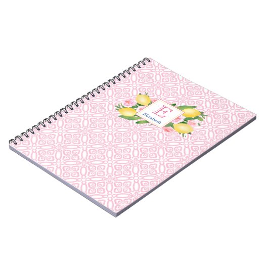 Mit Monogramm Zitrusfrüchte-Zitrusfrüchte-Zitronen Notizblock (Linke Seite)