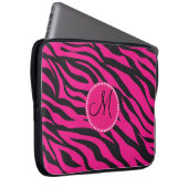 Mit Monogramm, zuerst rosa schwarzes Zebra Laptopschutzhülle (Vorne Rechts)