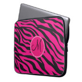 Mit Monogramm, zuerst rosa schwarzes Zebra Laptopschutzhülle (Vorderseite Links)