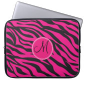 Mit Monogramm, zuerst rosa schwarzes Zebra Laptopschutzhülle (Vorderseite)