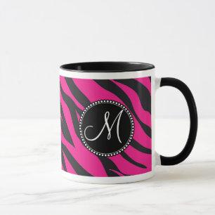 Mit Monogramm, zuerst rosa schwarzes Zebra Tasse