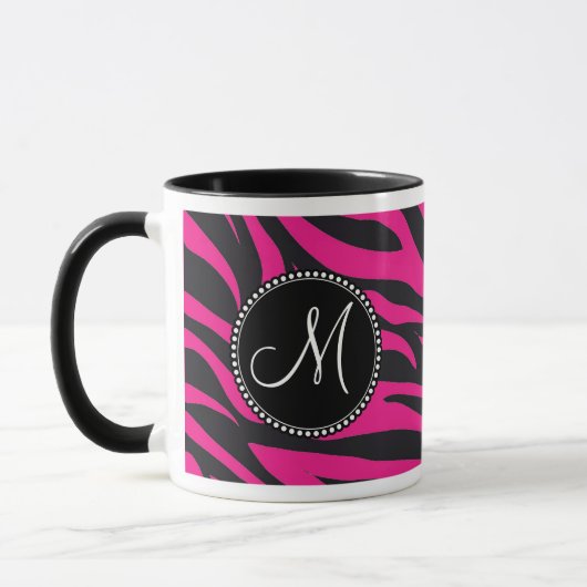 Mit Monogramm, zuerst rosa schwarzes Zebra Tasse (Links)