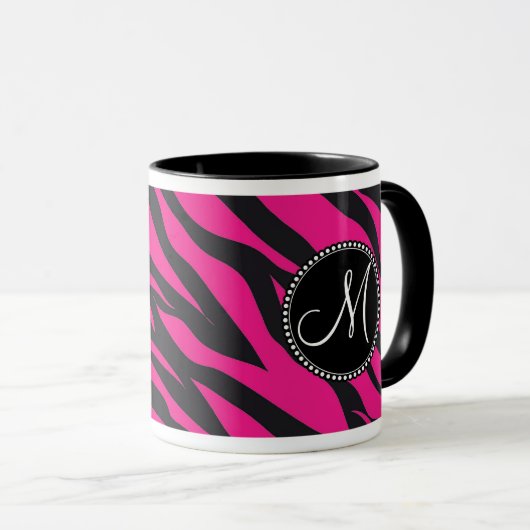 Mit Monogramm, zuerst rosa schwarzes Zebra Tasse (VorderseiteRechts)