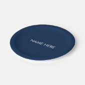 Mit Name, minimalistischer Marine blau anpassen Pappteller (Schrägansicht)