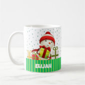 Mit Name Snowman farbenfrohe Weihnachten anpassen Kaffeetasse (Links)