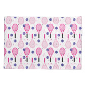 Mit Name und Initial, rosa und lila Tennisschläger Kissenbezug (Rückseite)