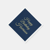 Mit Namen anpassen, Happy Birthday navy blaues Gol Serviette (Ecke)