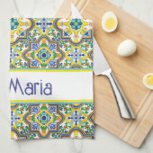 Mit Namen 💛 💙 Atemberaubenden blauen und gelben Geschirrtuch (Viertel Falte)