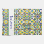 Mit Namen 💛 💙 Atemberaubenden blauen und gelben Geschirrtuch (Horizontal)