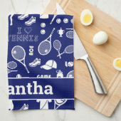 Mit Namen 🎾 blau-weiße Tennis-🎾 Geschirrtuch (Viertel Falte)