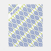 Mit Namen 💙 blaues, grünes, weißes 🎾 Muster Fleecedecke (Vorderseite)