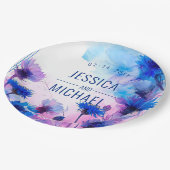 💍 mit Namen Cornblumen und Lavender Elegance Pappteller (Schrägansicht)