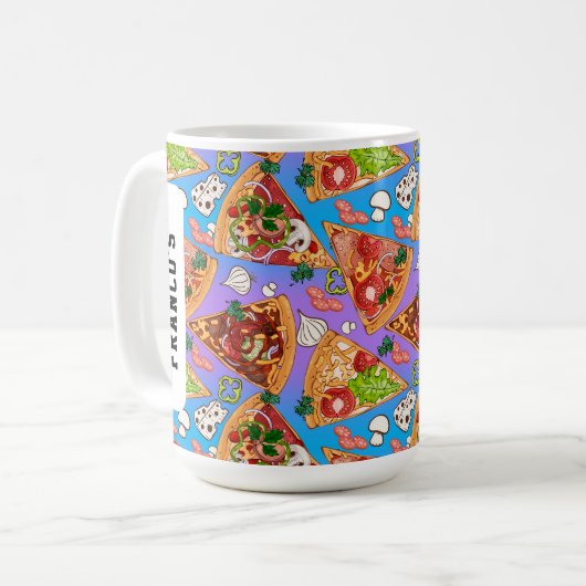 Mit Namen Funny Pizza Scheiben Kaffeetasse (Vorderseite Links)