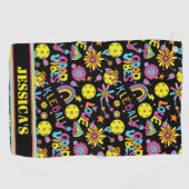 Mit Namen, Groovy, Retro 90er, schwarz Golfhandtuch (Horizontal)