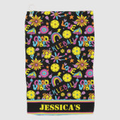 Mit Namen, Groovy, Retro 90er, schwarz Golfhandtuch (Vorderseite)