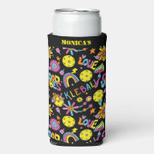 Mit Namen, Groovy, Retro 90er, schwarz Selters Dosenkühler (Seltzer Vorderseite)