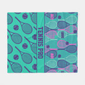 Mit Namen Mini und lila Tennisschläger Fleecedecke (Vorderseite (Horizontal))