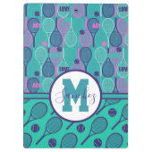 Mit Namen Mini und lila Tennisschläger  Klemmbrett (Rückseite)