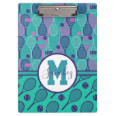 Mit Namen Mini und lila Tennisschläger  Klemmbrett (Vorderseite)