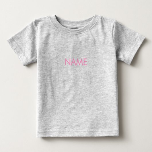Mit Namen, minimalistisch rosa Buchstaben anpassen Baby T-shirt (Vorderseite)