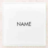 Mit Namen, minimalistisch Schwarz-weiß anpassen Glasuntersetzer (Vorderseite)
