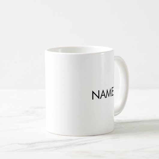 Mit Namen, minimalistisch Schwarz-weiß anpassen Kaffeetasse (VorderseiteRechts)