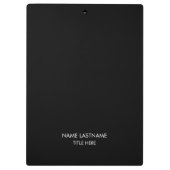 Mit Namen, minimalistisch Schwarz-weiß anpassen Klemmbrett (Rückseite)