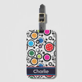 Mit Namen Muster mit Pickleballs Gepäckanhänger (Vorderseite Vertikal)