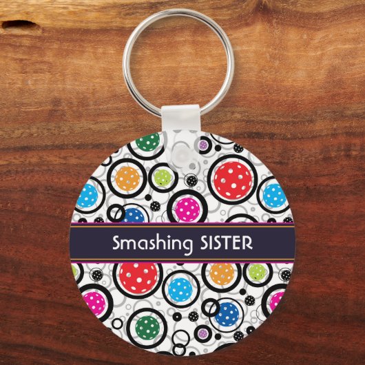 Mit Namen Muster mit Pickleballs Schlüsselanhänger (Vorderseite)