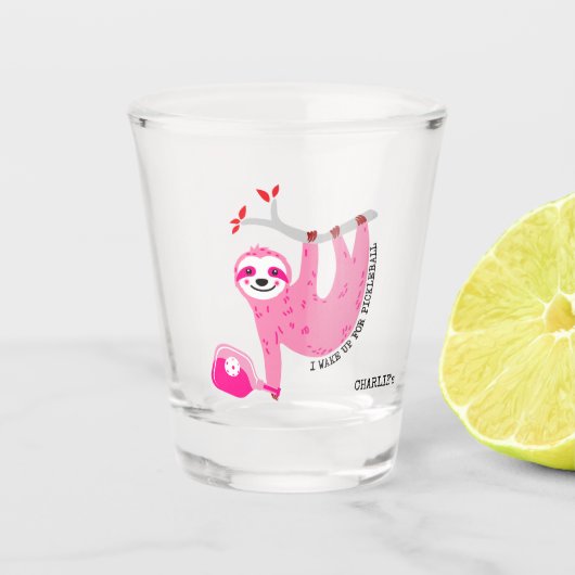 Mit Namen 🦥 Niedliche Pink-Pieptleball-🦥 Schnapsglas (Vorderseite)