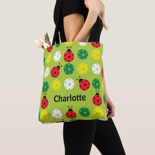 Mit Namen 🐞 Pickleball Ladybugs und pickleballs Tasche (Von Nahem)