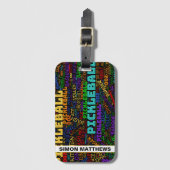 Mit Namen Pickleball-Schrift Gepäckanhänger (Vorderseite Vertikal)