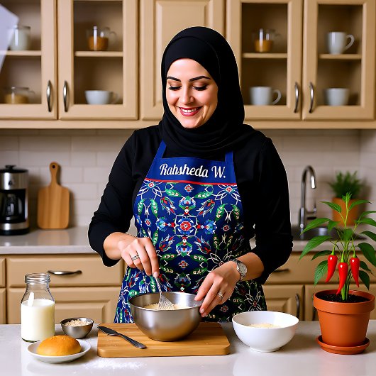 Mit Namen 💙 Schöne blaue Iznik türkische Fliesen Schürze