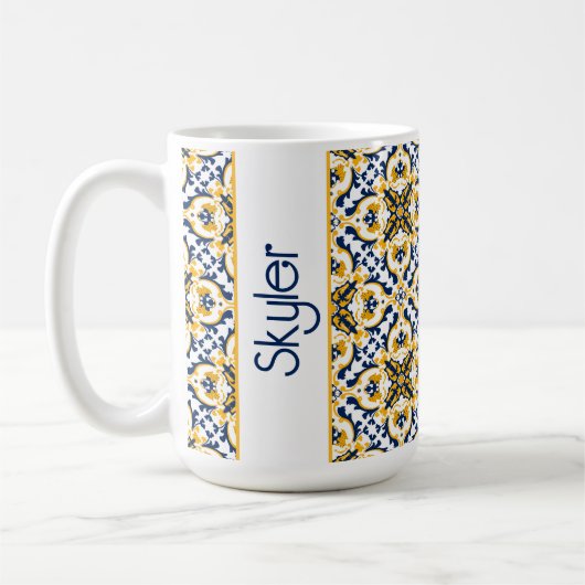 Mit Namen 💙 schöne blaue und gelbe Azulejos 💛 Kaffeetasse (Links)