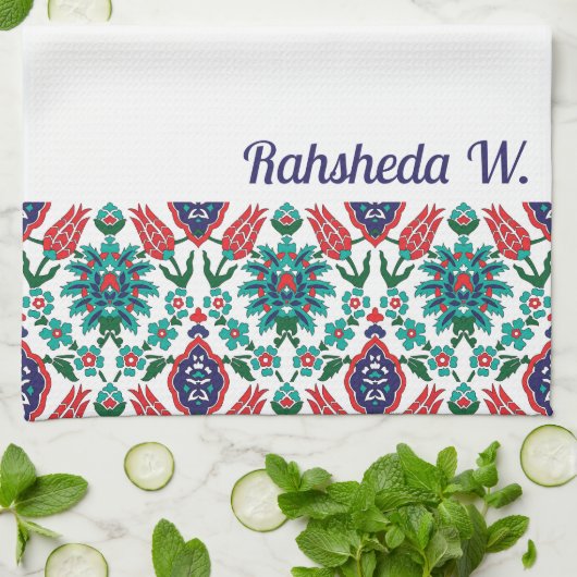 Mit Namen 💙 ❤️ Schöne türkische Fliesen Geschirrtuch (Gefaltet)