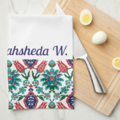 Mit Namen 💙 ❤️ Schöne türkische Fliesen Geschirrtuch (Viertel Falte)