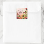🌻 mit Namen Sunny Petals & Scarlet Blocks Quadratischer Aufkleber (Tasche)