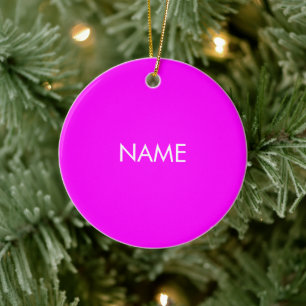 Mit Namen, Text minimalistisch magenta weiß anpas Keramik Ornament