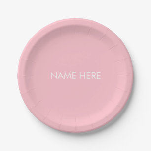 Mit Namen, Text minimalistisch rosa weiß anpassen Pappteller