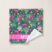 🦩 🦩 mit Namen, tropisches Party mit Pickleball, Badhandtuch Set (Waschlappen)