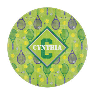 Mit Namen und Anfangsbuchstaben, Grün und lila Ten Schneidebrett