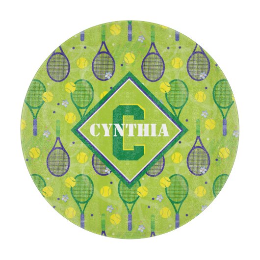 Mit Namen und Anfangsbuchstaben, Grün und lila Ten Schneidebrett (Vorderseite)