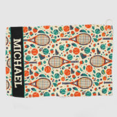 Mit Namen 🎾 Vintagen Tennis 🎾 Golfhandtuch (Horizontal)