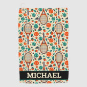 Mit Namen 🎾 Vintagen Tennis 🎾 Golfhandtuch (Vorderseite)