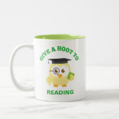 Mit Niedlicher Schüssel ein Hoot zum Lesen geben Zweifarbige Tasse (Links)