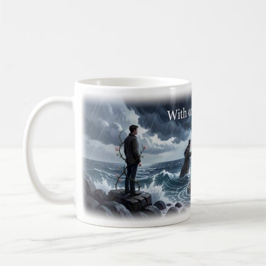 Mit oder ohne dich Sturm Ozean Liebe Tasse (Links)
