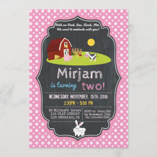 MIT OINK, BAA, CLUCK, MOO FARM BIRTHDAY EINLADUNG